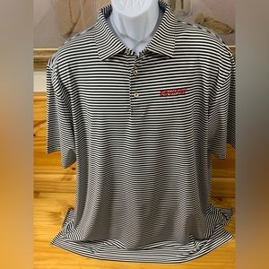 Peter Millar XL Mens Polo Golf Shirt Short Sleeve Black White Striped EXCELLENT